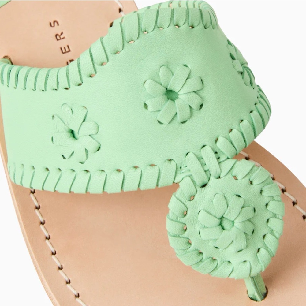 Jack Rogers Pastel Mint Leather Whipstitch Sandals - Picture 5 of 5